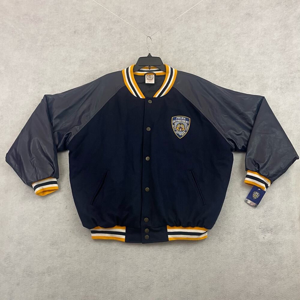 NYPD Varsity Jacket Mens XL Blue Letterman Steve & Barry Bomber Coat New - Picture 8 of 15